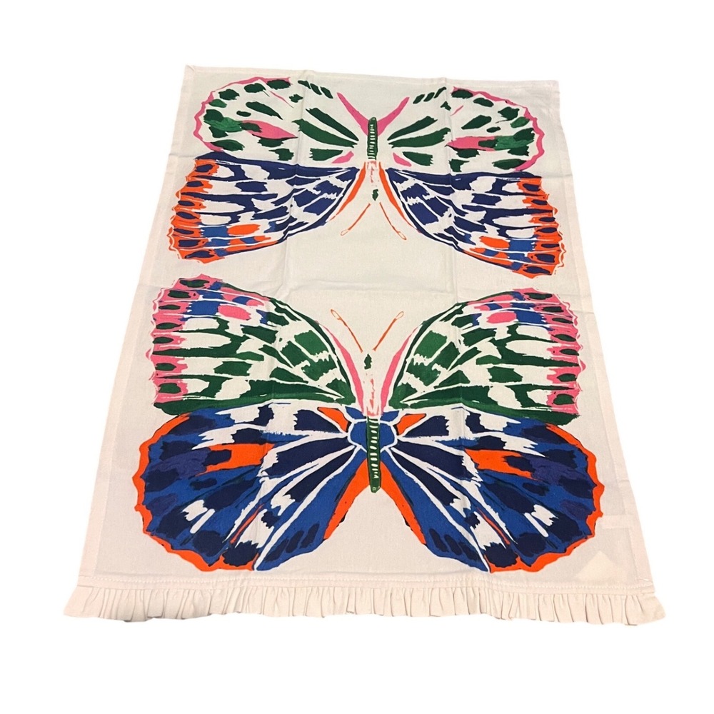 NWT Anthropologie Butterfly Ruffle Tea Kitchen Towel